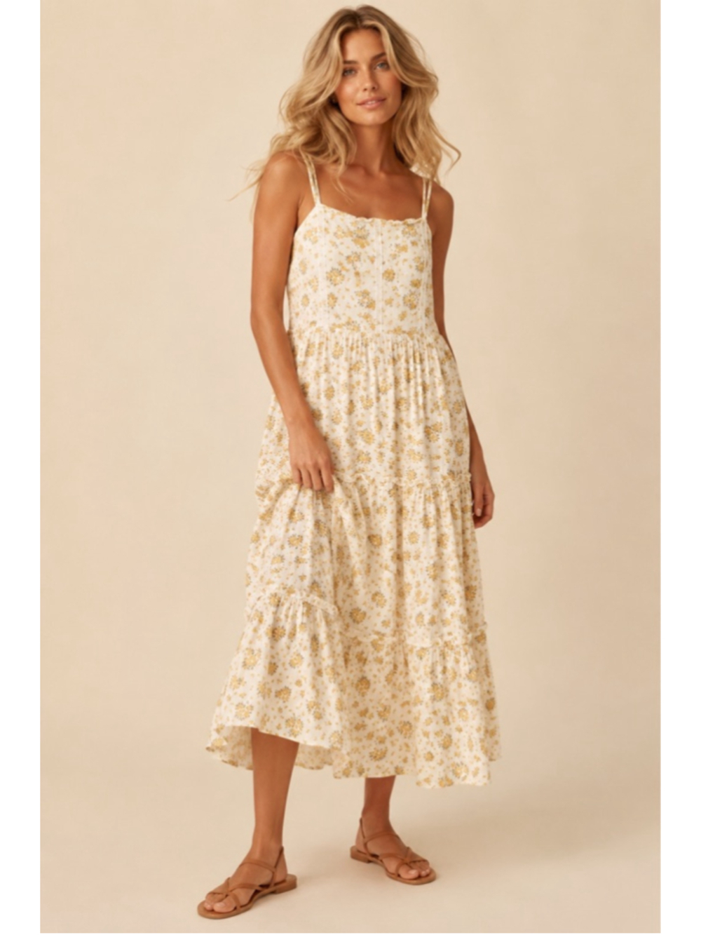 Hayden Los Angeles Floral Midi Dress Cottagecore Prairie Boho Romantic Coquette